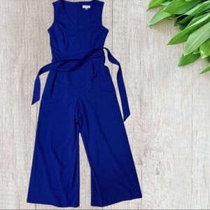 CALVIN KLEIN Commuter V-Neck Cropped Jumpsuit Royal Blue Size 2